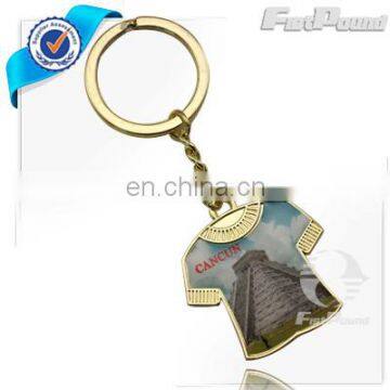 Promotional Metal Cancun Travel Souvenir Keychain in Shirt Shaped