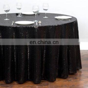 Black Shiny Sequin Round Table Cloth Rectangular Table Cloth for Wedding Decoration photo-3