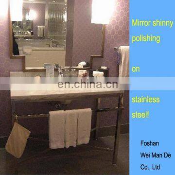 Polished Chrome Hotel and Inn Bathroom Vanity Leg Frame for Carrara Marble Top photo-2