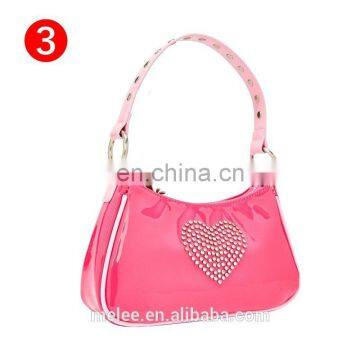 PU leather baguette bag kawaii cute sweet Rhinestone heart handbag mini underarm bag axillary pouch