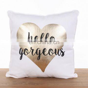 Custom Promotion High Quality Gold Stamping Love Pattern Printed Decorative Sofa Cushion Covers for Home Decor photo-2
