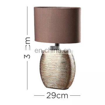 Japan Style Simple Custom Luxury Gold Indoor Lighting Ceramic Base Royal Antique Brown Bedside Lamps for Hotel photo-3