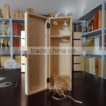 Custom Logo and Color Unfinished Solid Wooden Wine Gift Box for Single Bottle photo-3