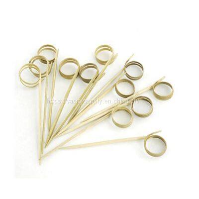 Natural Color Loop Pick, Bamboo Loop Skewers, Food Picks, Sticks - 6