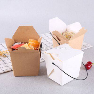 kraft paper noodle box pasta takeaway container design, salad box disposable fast food pasta takeaway packaging box