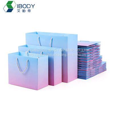 Customized high quality white cardboard jewelry gift bag boutique supermarket shopping bag