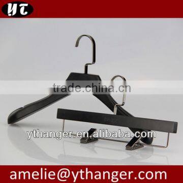 Black wood hangers and pants hanger with custom logo