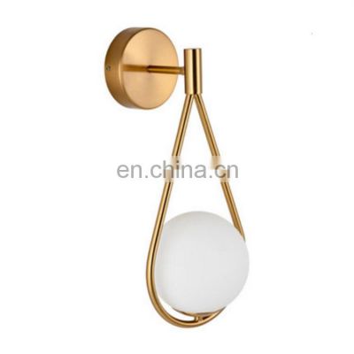 Nordic Brass Drop Shape Metal Wall Lamp Minimalist Living Room Bedroom Bedside Glass Wall Lamp