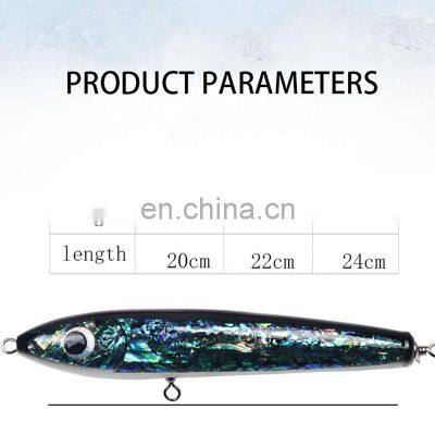 90g Abalone Pencil Wooden Topwater Fishing Lure 2020 Hand Made Abalone Lure photo-5