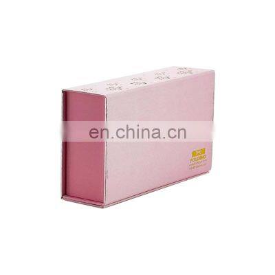 Luxury pink flat foldable magnetic closure gift box packaging with fabric