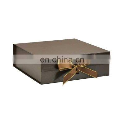 Square large size coffee magnetic fold flat giftbox with magnet lid