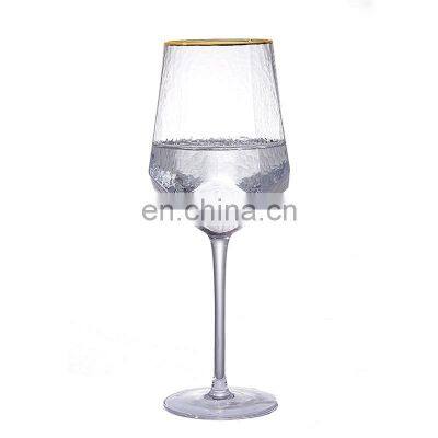 Classic Birthday Gift Custom Logo Champagne Transparent Color Diamond Elegant Golden Wine Glass photo-5