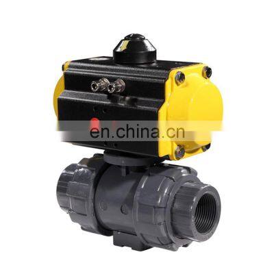 Acid Chemical Resistant PVC Plastic Double Union Ball Valve With Pneumatic Actuator photo-3