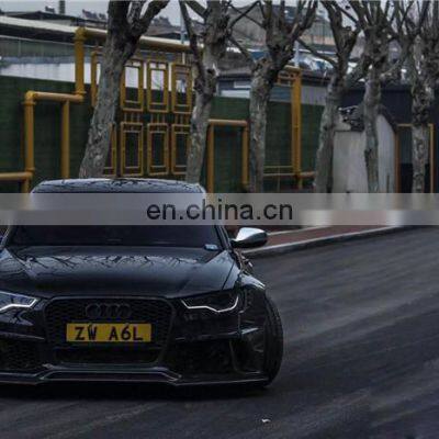 Runde Perfect Fitment For Audi A6 S6 RS6 Upgrade Carbon Fiber Wide Body Kit Front Bumper Lip Wide Wheel Eyebrow Spoiler photo-3