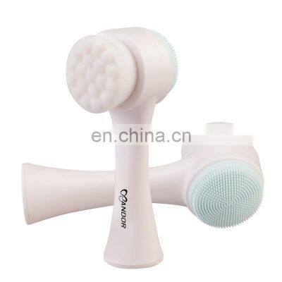 2 in1 standing synsthetic silicone facial cleansing brush facial kit for women