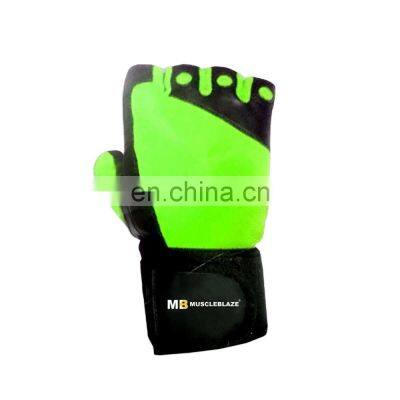 Custom Design Logo Gym Fitness Weight Lifting Bodybuilding Leather Gloves With Wrist Wraps Support