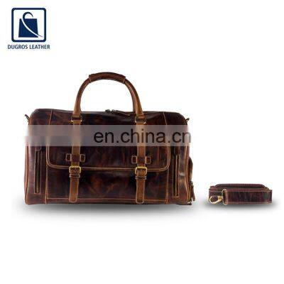 Buff Antique Fittings Made Superior Quality Fashion Leather Men Duffel Bag for Global Purchasers