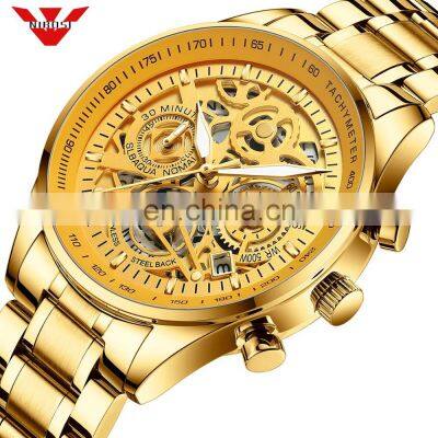 NIBOSI New Hollow Fashion Large Dial Men's Watch Multifunction Calendar Sports Watch Waterproof Quartz Watch
