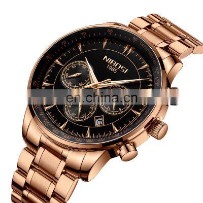 NIBOSI Gold Watch Mens Watches Sport Quartz Clock Waterproof Military Wrist Watch 2351 Relogio Masculino Saat Top Brand Luxury