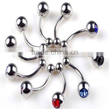 Hot Sale Cheap Lovely Anti-allergy 316L Stianless Steel Colorful Diamond Curve Nose Rings Body Piercing