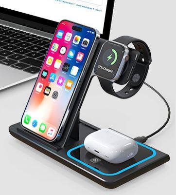 Wholesales Multifunction Mobile Holder For Charging 15W Magnetic Wireless Charger 3 in 1 for Iphone Iwatch Air Pros Charging