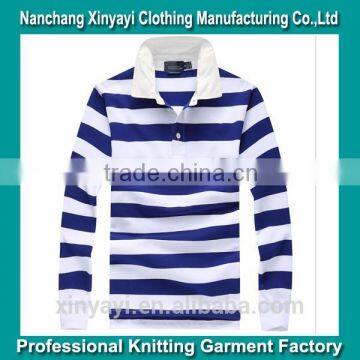 2014 Wholesale high Quality Mens Yarn Dyed Polo Shirt Long Sleeve Polo Shirts with Stripes