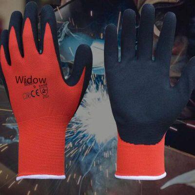 Yingkeer/enkerr Ms851262 Black Nitrile Frosted Dipped Red Polyester Wear-resistant Gloves photo-4