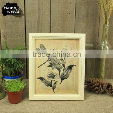 White Landscape Painting Dragonfly &Flower Picture Photo Frame photo-4