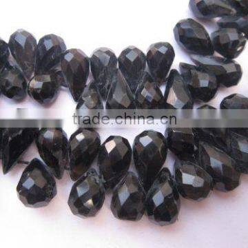 7 inch brown chalcedony facete7 inch black chalcedony faceted drops beads gemstone 6x10mm to 6x15mm to 8x15mm