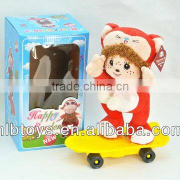 New arriving,Plush musical doll with scooter,Funny Plush Animal Doll