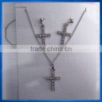 Cross necklace earring set