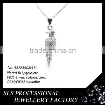 3D drawing design fashionable Bird shaped pendant cz micro setting china hip hop jewelry for boy