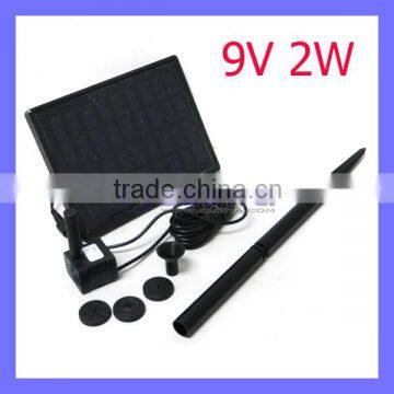 Rectangle 9V 2W Solar Power Pump Green Garden Water Fountain Landscape System