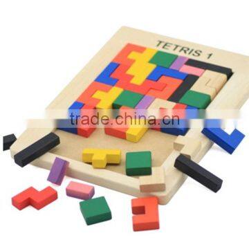 hot sale different clored wooden jigsaw puzzle tetris game