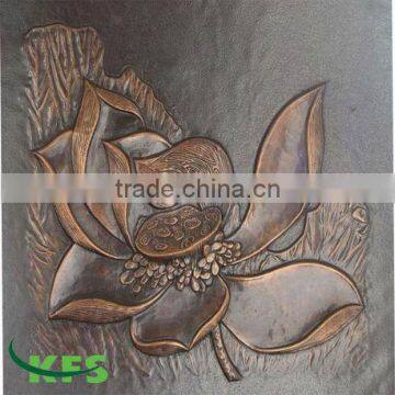 Bronze decent lotus flower relief sculpture