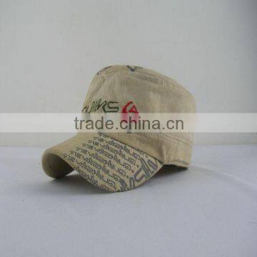 high quality washed cotton flat-top bill embroidery and print cap