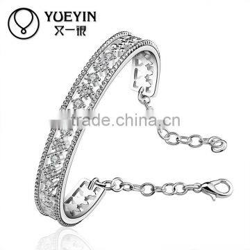 Elegant Factory Price CZ Inlaid Adjustable Women Chain Bangle