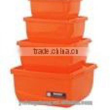 four sizes orange plastic microwave heatable food containers