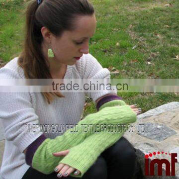 Cashmere Armwarmer Fingerless Gloves Cable Knit Pattern