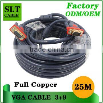 Hot sale high quality vga cable male to male 25m full copper 3+9 15pin