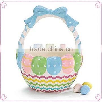 Ceramic Easter Egg Basket Candy Dishes