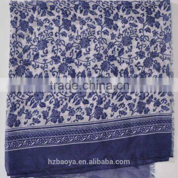 2016 High Quality 100% Polyester Voile Floral Print Scarf photo-2