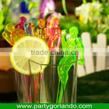 colored disposable plastic cocktail stirrer PS material for drinks