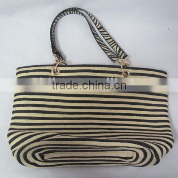 paper braid striped patten paper straw beach bag