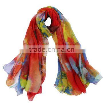 Factory OEM New Fashion Accessories Female Digital Printed Silk Scarf, 100%silk Chiffon Scarf Shawl ,hangzhou Silk Scarf Bandana Supplier's Choice photo-3