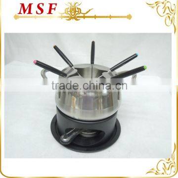 MSF-3505 12pcs stainless steel fondue set with comfortable SS wire handle