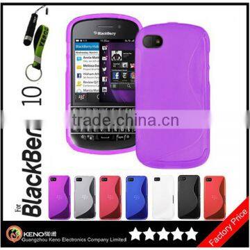 Keno Bumper Case for BlackBerry Q10 TPU S Line Wave Hybrid Gel Skin Case Protective Jelly Cover