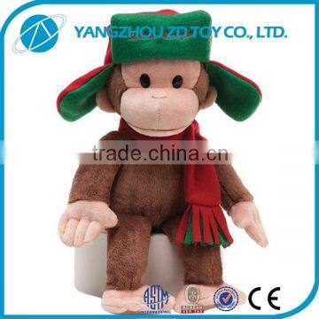 new style soft polyester animated christmas plush toy monkey