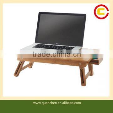 Bamboo Adjustable Folding Laptop Table on Bed with Drawer