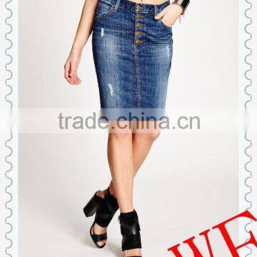 Hot! 2014 Outlet factory supply 100% sexy hot denim skirts European style